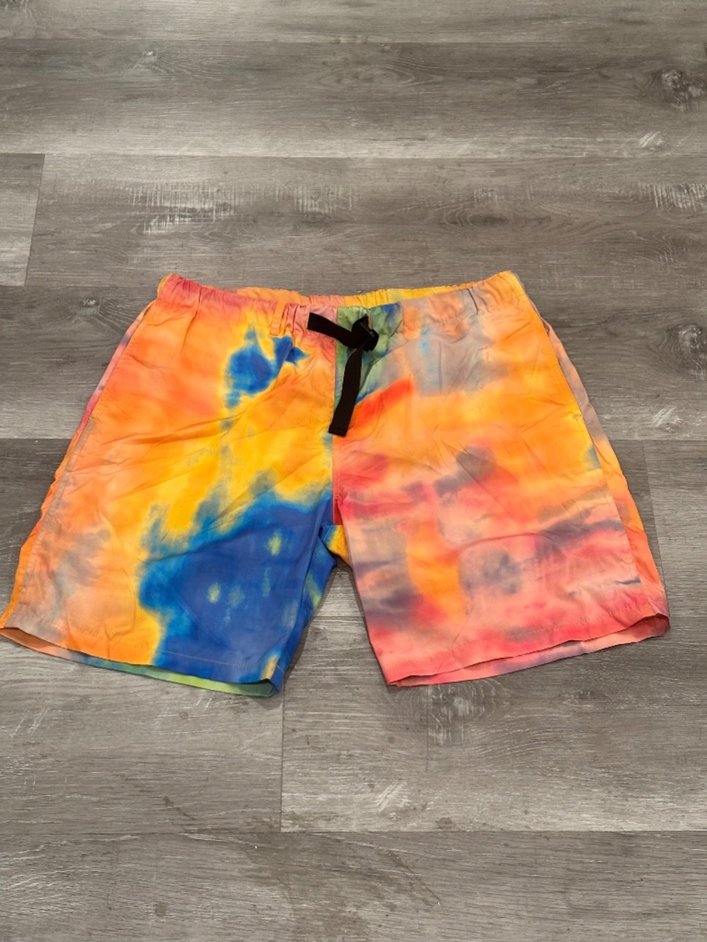 Stussy Leary Mountain Shorts Ridge Orange Tie Dye Cargo Hiking 8" Mens L